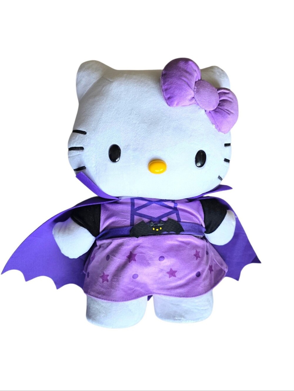 Hello Kitty Purple & White Bat/Vampire Cape Plush Greeter -Hello Kitty Halloween